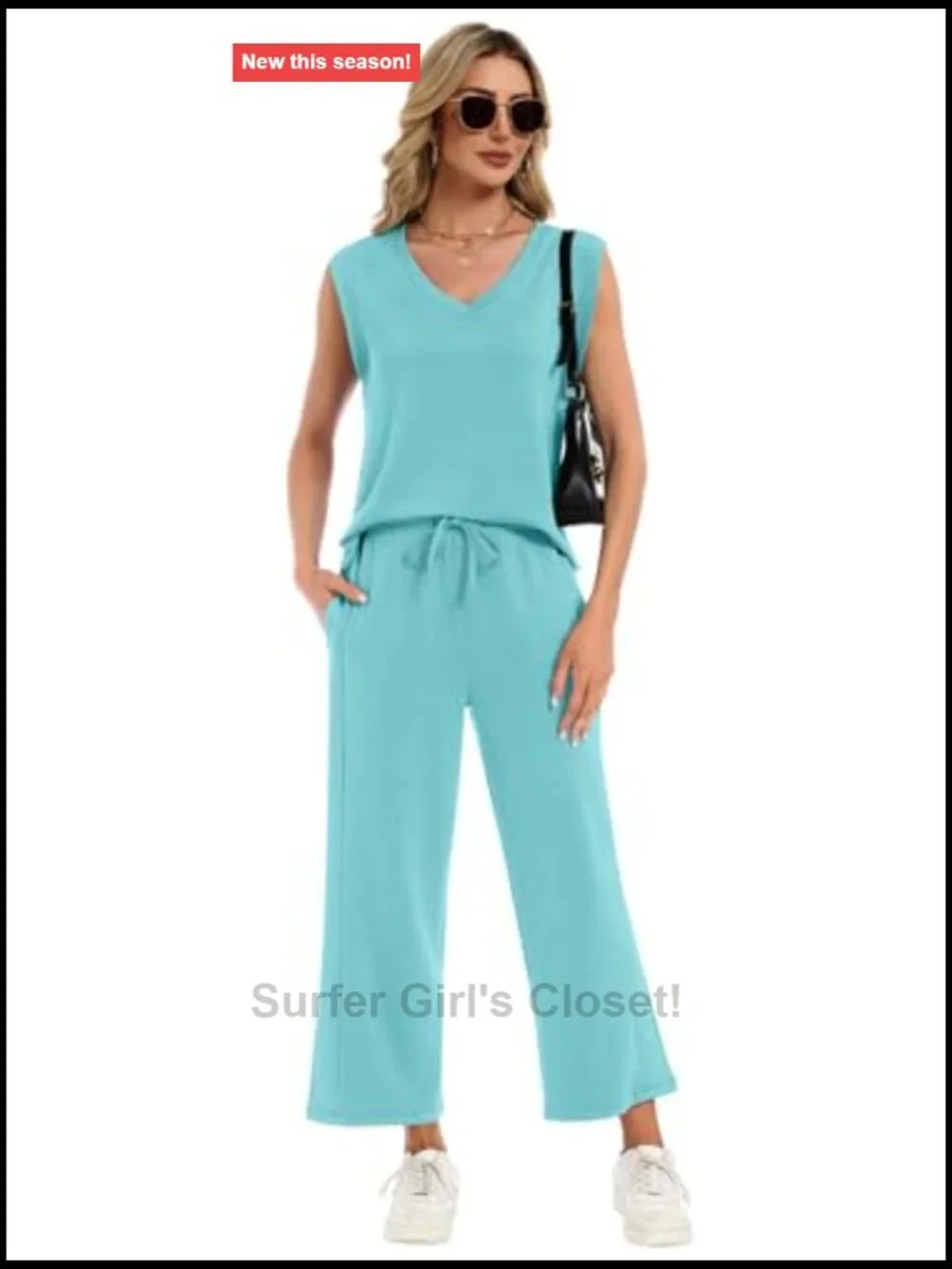 V Neck Lounge Set 2 Piece Outfit Travel Vacation Matching Sets